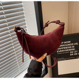 Velvet Material Zipper High Quality Shoulder Bag Solid Color Simple Fashionable Crossbody Bag Soft Western Style Handbag