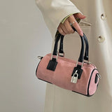 Fashion Women's Lock Cylinder Shoulder Bag Matte Leather Female Pillow Crossbody Bags Cute Pink Ladies Small Clutch Handbags