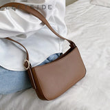 Cute Solid Color Small PU Leather Shoulder Bags For Women Fashion hit Simple Handbags And Purses Female Travel Totes