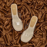 Soft Slides Clear Shoes for Women Transparent Sandals Summer Heeled Outside Woman Slippers Pvc Eva Designer Original Casual