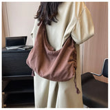 High-capacity Vintage Solid Preppy Shoulder Bag College Students Simple Casual Crossbody Bags Women  Fashion Canvas