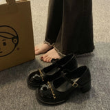 Women's Summer Footwear Black Shoes for Woman High Heels Chunky Japanese Style Lolita Gothic Pumps Block Heel on Heeled Y2k