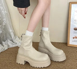 Chunky Women Short Boots Fashion Back Zippers Shoes New Autumn Winter Thick Heel Women's Ankle Booties