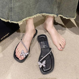 Flat House Shoes for Women Sandals Rhenstone Home Woman Slippers Jewels Clear Transparent Indoor Summer Crystals Slides Y G