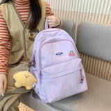 Solid Color Cute Women Backpack Female Fashion Laptop Backpack Kawaii Waterproof Nylon College Backpack Casual Travel School Bag