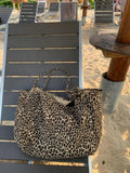 Vintage Leopard Print Tote Bag Handbag Women Retro Large Capacity Casual Shoulder Bags Female Harajuku Canvas Y2k Bags