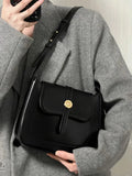 New PU Black Shoulder Bag Zipper Buckle Adjustable Shoulder Strap Women's Underarm Bag Business Commuter Elegant Handbag
