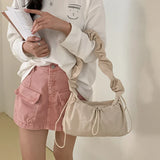 Spring New Folded Retro Shoulder Bag Fashionable Elegant Nylon Cloud Bag Casual Versatile Unique High end Crossbody Bag