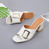 White Heeled Open Toe House Slides Rubber Summer Home Shoes Indoor Women's Slippers and Ladies Sandals Comfortable Elegan B