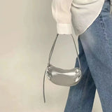 Silver Leather Crossbody Bags for Women Luxury Designer Korean Fashion Hobo Bag Female Handbags and Purses