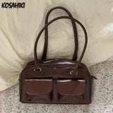 Vintage Tender Preppy Girls Shoulder Bags Streetwear Fashion All Match Handbags Women Casual Solid Underarm Bag Y2k Aesthetic