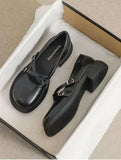 Low Heel Elegant Women's Summer Footwear Luxury Leather Casual Shoes For Woman Loafers Square Toe Genuine Mark Non Slip Y2k