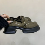 Green Luxury Leather Casual Black Women's Summer Footwear Platform Shoes For Woman Loafers On Sale Trend Offer High Quality