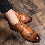 Hot Selling Men's Formal Shoes Spring Autumn Lace Up Brogue Shoes Men's Leather Casual Shoes Massage Soles Free Delivery