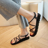 Orthopedic New Sandal Woman Summer Beach Without Heel Comfortable Flat Women Roman Espadrilles Sandals Black Pink Red Sexy