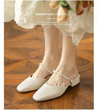 Women's Mules With Comfortable Summer New Fashion Designer Rhinestone Elegant Mirror Luxury Ladies Slippers And Sandals