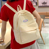 Small Plaid Girl College School Bag Casual New Simple Women Backpack Striped Book Packbags for Teenage Travel Rucksack