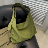 Autumn and winter new washed nylon large capacity drawstring leisure wandering Tote bag