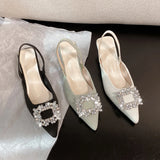 2024 spring stiletto toe drag Korean version sexy party sandals women's shoes rhinestone fashion summer sandals