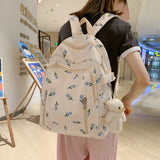 Fashion Floral Cute Women Backpack Nylon Waterproof Laptop Backpack Female School Bags For Teenage Girls Kawaii Travel Book Bags