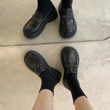 Platform Ladies Pumps Moccasins Kawaii Loafers Women's Shoes Cute Black on Offer Korean Style Comfortable and Elegant