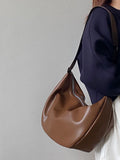 Vintage Design Women's Shoulder Bags Solid Color College Girls Messenger Bag Pu Leather High Capacity Female Tote Purse Handbags