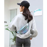 1Pcs New Holographic Fanny Pack Hologram Waist Bag Laser PU Beach Travel Banana Hip Bum Zip Waist Bags Women Belt Bag for Girls