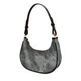 Casual Women Half Moon Underarm Bags Gray PU Leather Hobos Shoulder Bag for Female All Match Ladies Crossbody Bag Purse Handbags