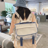 Korean Chic Sweet Y2k Aesthetic Backpacks Women Kawaii Preppy All Match Handbags New Fashion Patchwork Contrast Color Schoolbags