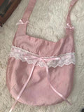 New Women's Japanese Korean Bow Lace Shoulder Bag Large Capacity Causal Sweet Student Canvas Bags