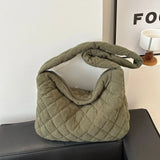 Classic Solid Color Corduroy Soft Autumn Crossbody Bag Lightweight Fashion Women Hobo Bag Student Commuter Fine Shoulder Bag