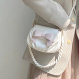 Elegant Soft Bolso Mujer Korean Style Solid Bow Knot Crossbody Bags Vintage Concise Women's Bag Trend Sac A Main Femme