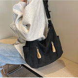 Retro Canvas Underarm Hobo Bag Women Shoulder Crossbody Bag New Commuting Versatile Simple Tote Bag