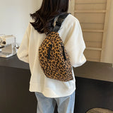 Leopard Zipper Waist Packs Casual Portable Crossbody Bags for Women Fashion Basic Style Versatile Bolsas Para Mujeres