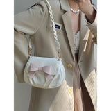 Elegant Soft Bolso Mujer Korean Style Solid Bow Knot Crossbody Bags Vintage Concise Women's Bag Trend Sac A Main Femme