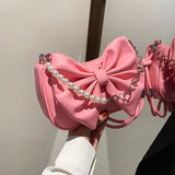 New Design Women's Bag Trend Fashion Bow Pleated Underarm Shoulder Bag Individuality Summer Chains Beading Handbag