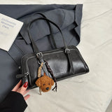 LEFTSIDE Design Small PU Leather Shoulder Bag Lady Handbags and Purses Women 2024 Y2K Korean Fashion Solid Color Tote Bag