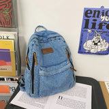 Denim Fashion Backpacks for School Trend Student Jeans Bag Multi Pockets Large Capacity Rucksack Mochila De Escola Feminina