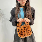 Leopard Print Women's Plush Shoulder Bag Luxury Faux Fur Ladies Chain Crossbody Bags Winter Vintage Female Furry Purse Handbags