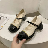 Women's Summer Footwear Black Shoes for Woman High Heels Chunky Japanese Style Lolita Gothic Pumps Block Heel on Heeled Y2k