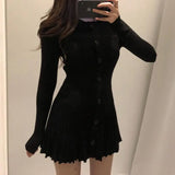 Fashion Korean Mini Dresses Female Autumn Winter Sexy Bodycon  Wrap White Short Women's Sweater Knitted One-piece Dress Hit
