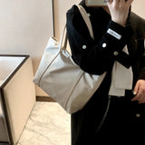 Simple Solid Color Shoulder Bag Handbag Oxford Top-handle Totes Female Large Capacity Shopping Street Zipper Bags for Women