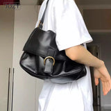 PU Leather Handbags Hobo For Women Shoulder Bag Fashion Classic Casual Large Tote Underarm Bag Luxury Designer Black