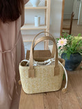 Fashion Straw Women's Shoulder Bag Casual Solid Color Ladies Crossbody Bags Simple Female Travel Bucket Bag Beach Tote Handbags