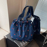 New Embroidered Denim Casual Women's Tote Bag Fashionable Elegant Shoulder Bags Simple Large Capacity Women's Crossbody Bag