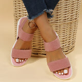 Casual and Comfortable All-match Hollow Elastic Band Buckle Trifle Bottom Women's Sandals Solid Color Plus Size Women's Sandals