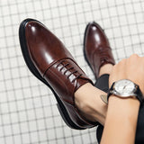 Business Formal Leather Shoes Men Autumn Men Shoes Low-top Solid Wedding Shoes Color Fashion Oxford Pointed Office Shoes