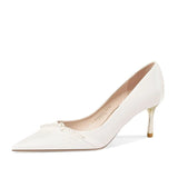 Pumps on Heeled White Shoes for Woman Women's Summer Footwear Pearl High Heels Wedding Bride Shoe Stilito Quality Stylish A