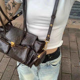 High Street Coffee Shoulder Bags Purse Women Retro Hot Girls Casual Crossbody Bags Handbag Female Autumn Winter Y2k Bag