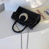 Casual Korean Style Handbag Solid Color Pu Leather Chain Fashion Shoulder Bag Spring Classic Vintage Crossbody Bag